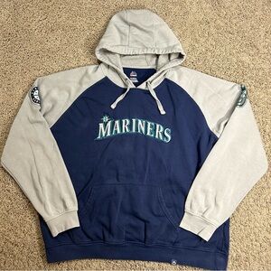 Majestic Y2K Hoodie Mens 2XL Blue/Gray Seattle Mariners MLB Pullover Logo Jacket